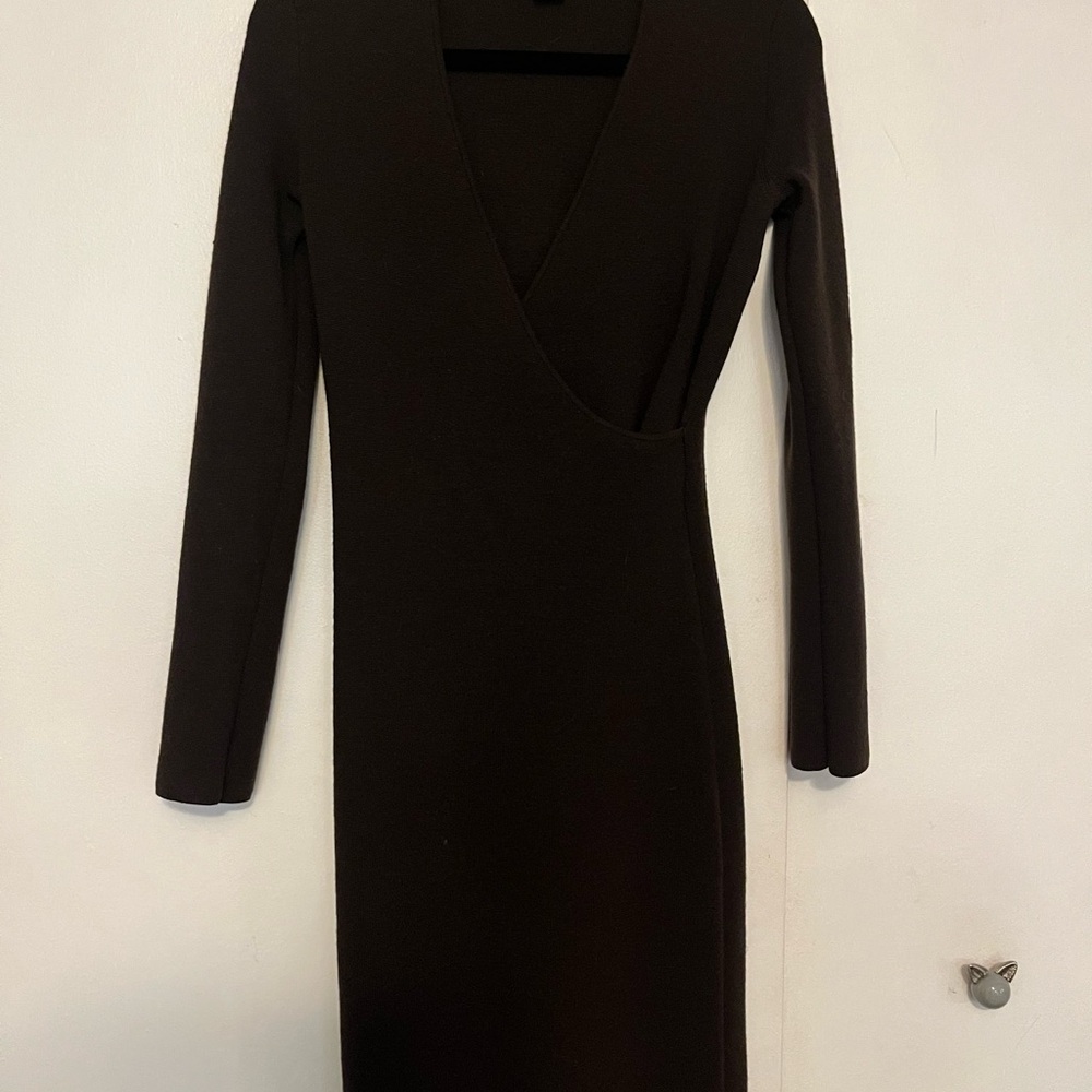 Ann Taylor Classic Brown Long Sleeve Wool Dress